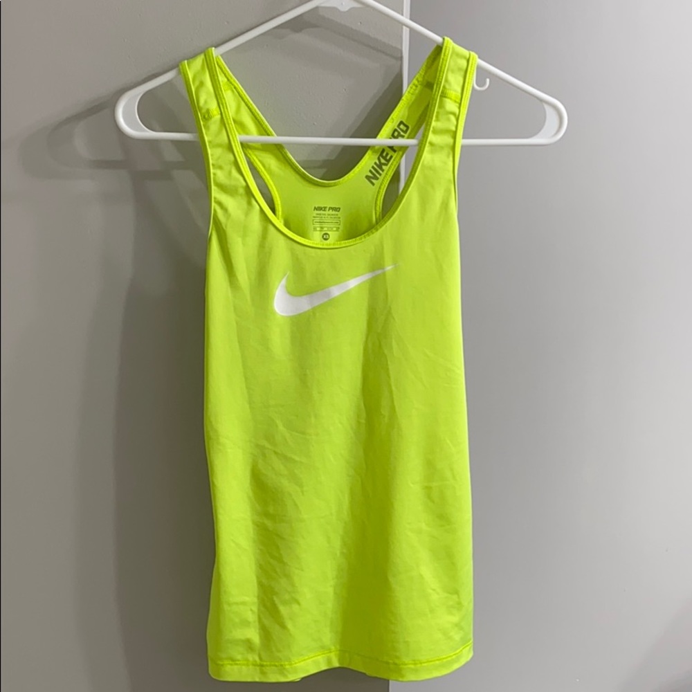 Nike neon yellow dri-fit tank XS brand new